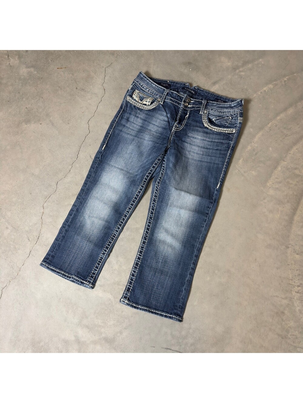 Y2K Vigoss Chelsea Crop Capri Jeans Womens 9/10 Medium Wash
